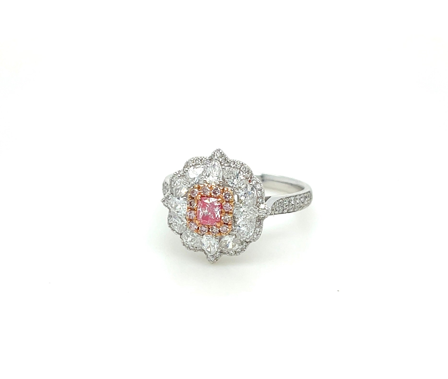 18 Karat White Gold Pink Diamond Engagement Ring